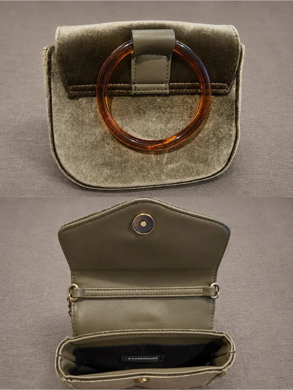 Anthropologie Black Satin Tortoise Handle Crossbody Bag - Picture 3 of 5